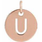 18K Rose Gold-Plated Sterling Silver Initial U Pendant Siddiqui Jewelers