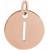 18K Rose Gold-Plated Sterling Silver Initial I 10 mm Disc Pendant-Siddiqui Jewelers