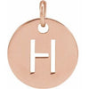 18K Rose Gold-Plated Sterling Silver Initial H 10 mm Disc Pendant-Siddiqui Jewelers