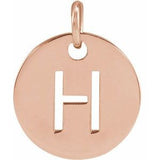 18K Rose Gold-Plated Sterling Silver Initial H 10 mm Disc Pendant-Siddiqui Jewelers
