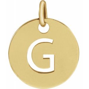 18K Yellow Gold-Plated Sterling Silver Initial G 10 mm Disc Pendant-Siddiqui Jewelers