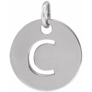 Sterling Silver Initial C 10 mm Disc Pendant-Siddiqui Jewelers