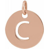 14K Rose Initial C 10 mm Disc Pendant-Siddiqui Jewelers