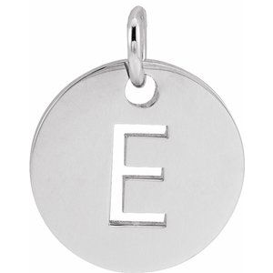 Sterling Silver Initial E 10 mm Disc Pendant-Siddiqui Jewelers