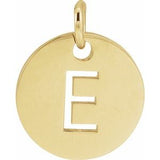 14K Yellow Initial E 10 mm Disc Pendant-Siddiqui Jewelers