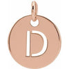 18K Rose Gold-Plated Sterling Silver Initial D 10 mm Disc Pendant-Siddiqui Jewelers