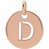 18K Rose Gold-Plated Sterling Silver Initial D 10 mm Disc Pendant-Siddiqui Jewelers