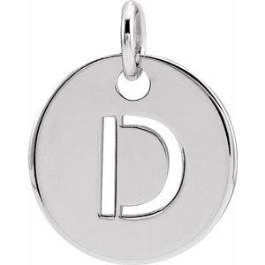 Sterling Silver Initial D 10 mm Disc Pendant-Siddiqui Jewelers