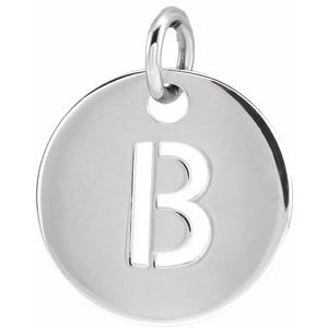 Sterling Silver Initial B 10 mm Disc Pendant-Siddiqui Jewelers