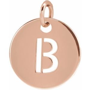 18K Rose Gold-Plated Sterling Silver Initial B 10 mm Disc Pendant-Siddiqui Jewelers