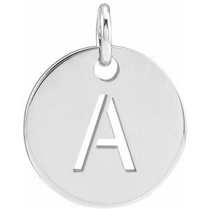 Sterling Silver Initial A 10 mm Disc Pendant-Siddiqui Jewelers