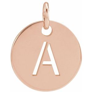 18K Rose Gold-Plated Sterling Silver Initial A 10 mm Disc Pendant-Siddiqui Jewelers