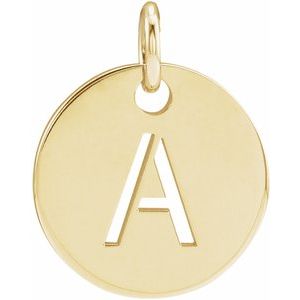18K Yellow Gold-Plated Sterling Silver Initial A 10 mm Disc Pendant-Siddiqui Jewelers