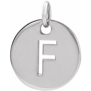 Sterling Silver Initial F 10 mm Disc Pendant-Siddiqui Jewelers