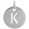 Sterling Silver Initial K 10 mm Disc Pendant-Siddiqui Jewelers