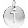 14K White Initial T 10 mm Disc Pendant-Siddiqui Jewelers