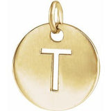 18K Yellow Gold-Plated Sterling Silver Initial T 10 mm Disc Pendant-Siddiqui Jewelers