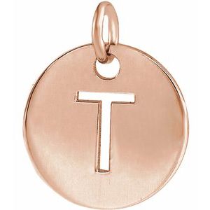 18K Rose Gold-Plated Sterling Silver Initial T Pendant Siddiqui Jewelers
