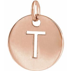 14K Rose Initial T Pendant Siddiqui Jewelers