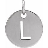 Sterling Silver Initial L 10 mm Disc Pendant-Siddiqui Jewelers