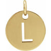 18K Yellow Gold-Plated Sterling Silver Initial L 10 mm Disc Pendant-Siddiqui Jewelers