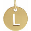 14K Yellow Initial L 10 mm Disc Pendant-Siddiqui Jewelers