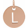 14K Rose Initial L 10 mm Disc Pendant-Siddiqui Jewelers