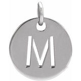 14K White Initial M Pendant Siddiqui Jewelers