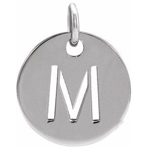 14K White Initial M Pendant Siddiqui Jewelers