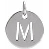 14K White Initial M 10 mm Disc Pendant-Siddiqui Jewelers