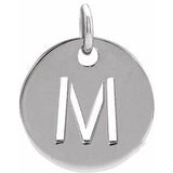 14K White Initial M 10 mm Disc Pendant-Siddiqui Jewelers