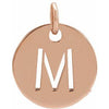 14K Rose Initial M 10 mm Disc Pendant-Siddiqui Jewelers