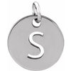 14K White Initial S 10 mm Disc Pendant-Siddiqui Jewelers