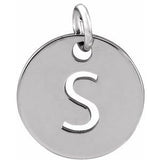 Sterling Silver Initial S 10 mm Disc Pendant-Siddiqui Jewelers