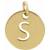 18K Yellow Gold-Plated Sterling Silver Initial S 10 mm Disc Pendant-Siddiqui Jewelers