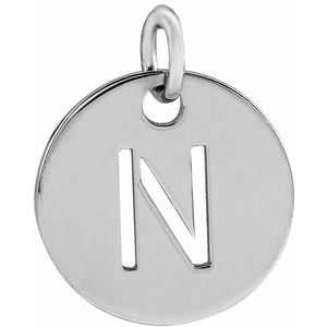 14K White Initial N Pendant Siddiqui Jewelers