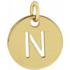 14K Yellow Initial N 10 mm Disc Pendant-Siddiqui Jewelers