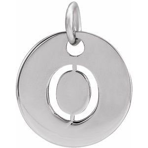 Sterling Silver Initial O 10 mm Disc Pendant-Siddiqui Jewelers