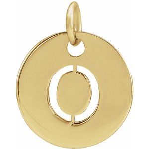 18K Yellow Gold-Plated Sterling Silver Initial O 10 mm Disc Pendant-Siddiqui Jewelers
