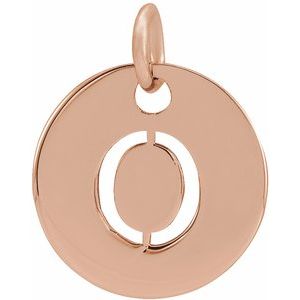 18K Rose Gold-Plated Sterling Silver Initial O 10 mm Disc Pendant-Siddiqui Jewelers