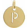 14K Yellow Initial P 10 mm Disc Pendant-Siddiqui Jewelers