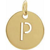 18K Yellow Gold-Plated Sterling Silver Initial P 10 mm Disc Pendant-Siddiqui Jewelers
