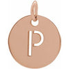 18K Rose Gold-Plated Sterling Silver Initial P 10 mm Disc Pendant-Siddiqui Jewelers
