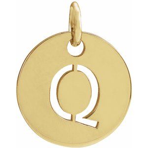 18K Yellow Gold-Plated Sterling Silver Initial Q Pendant Siddiqui Jewelers