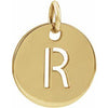 14K Yellow Initial R 10 mm Disc Pendant-Siddiqui Jewelers