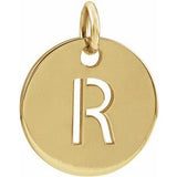 14K Yellow Initial R 10 mm Disc Pendant-Siddiqui Jewelers