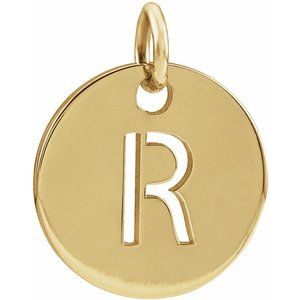 18K Yellow Gold-Plated Sterling Silver Initial R Pendant Siddiqui Jewelers