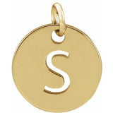 14K Yellow Initial S 10 mm Disc Pendant - Siddiqui Jewelers