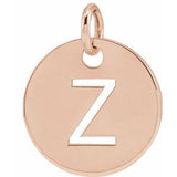 18K Rose Gold-Plated Sterling Silver Initial Z 10 mm Disc Pendant-Siddiqui Jewelers