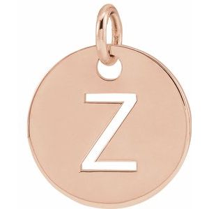 18K Rose Gold-Plated Sterling Silver Initial Z 10 mm Disc Pendant-Siddiqui Jewelers